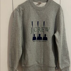 J. Crew Gray Crewneck Sweater with Navy Print